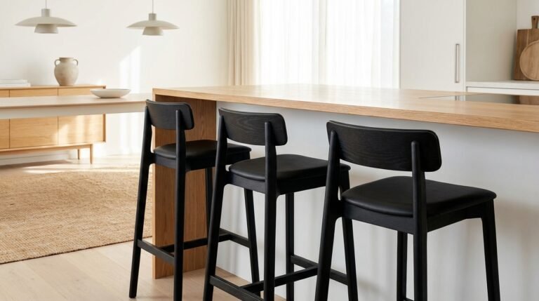black timber bar stools