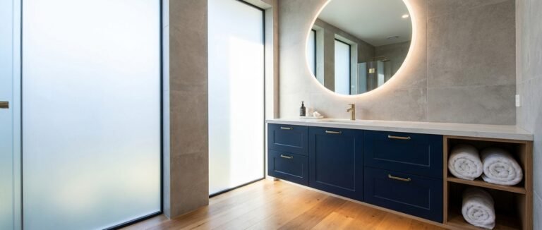 blue bath vanity