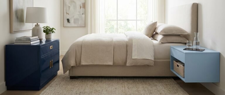blue bedside tables