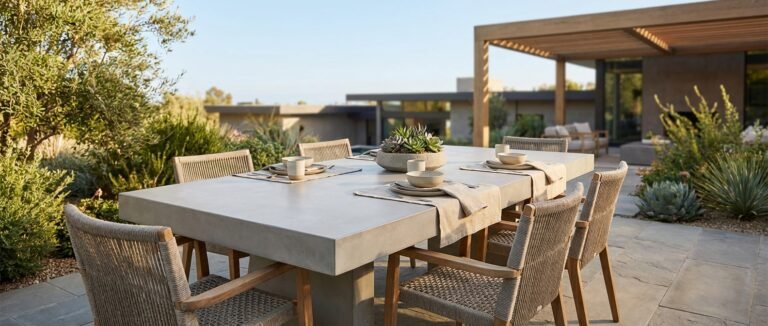 concrete patio table