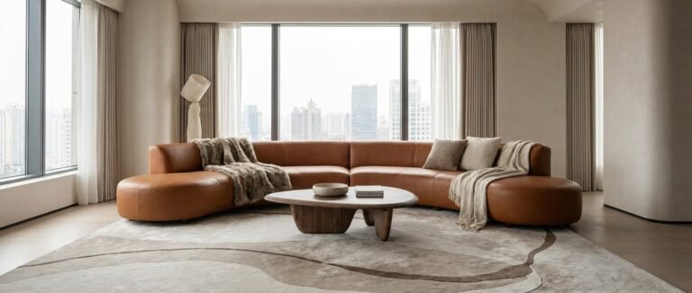 curved leather couch