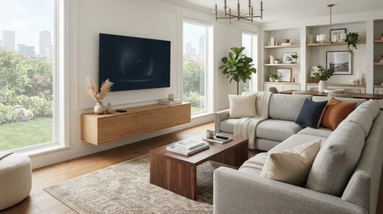 living room layout with tv