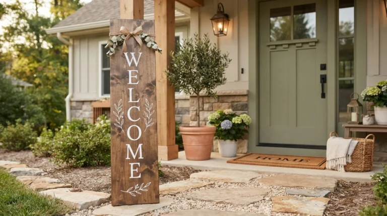 wood welcome sign